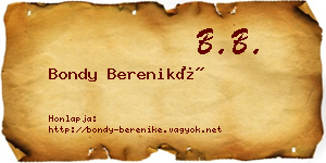 Bondy Bereniké névjegykártya